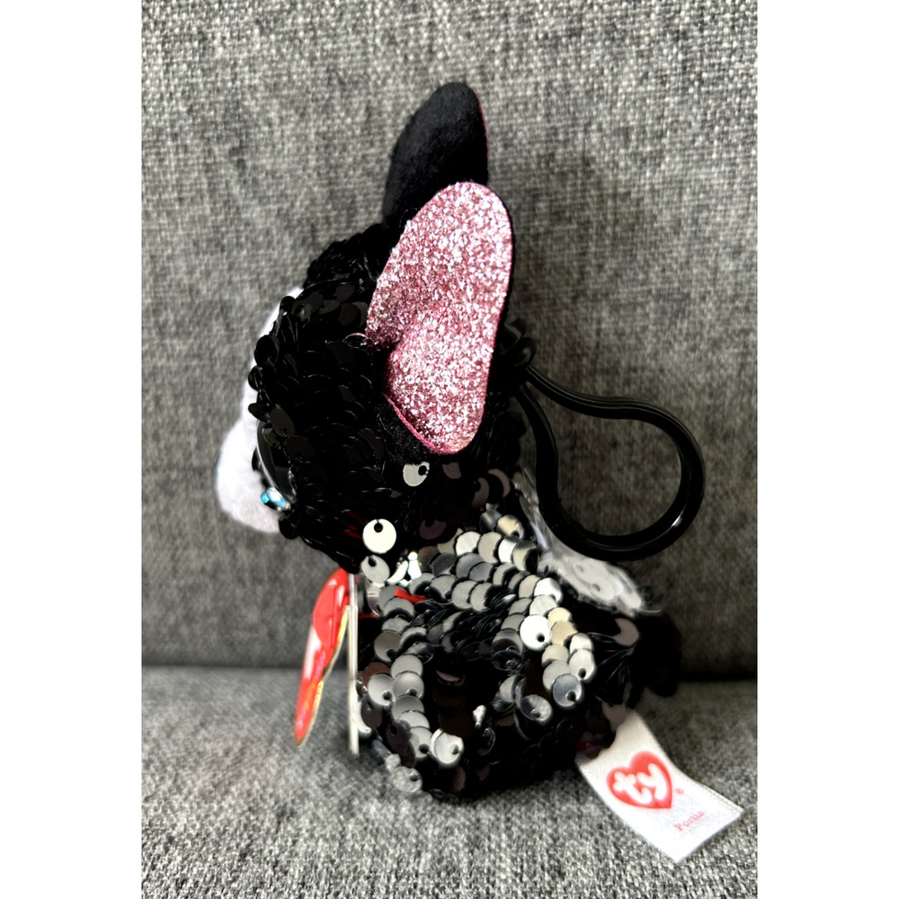 Ty Flippables Beanie Boo Keychain Key Clip, 3.5 Inch - Portia the Dog - Picture 4 of 5